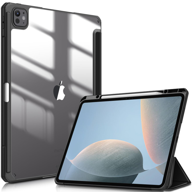 Fintie Hybrid Slim Case for iPad Pro 13inch M5 2025 M4 2024 Builtin Pencil Holder Shockproof Cover with Clear Transparen