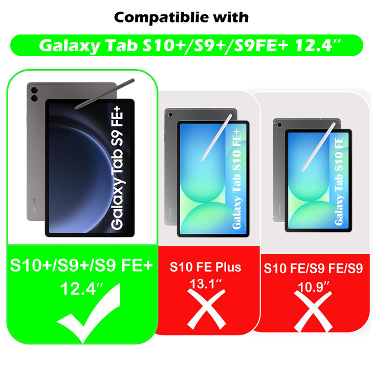 YRH Kids Case for Samsung Galaxy Tab S10 PlusTab S9 FE PlusTab S9 Plus 124 inch EVA Shockproof Cover with Handle Stand B