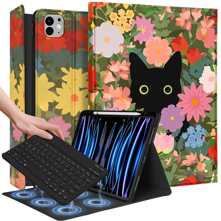 Wazzasoft for iPad Pro 13 inch Case with Keyboard M4 Pencil Holder Folio Women Girls Cute Kawaii Strawberry Unique Desig