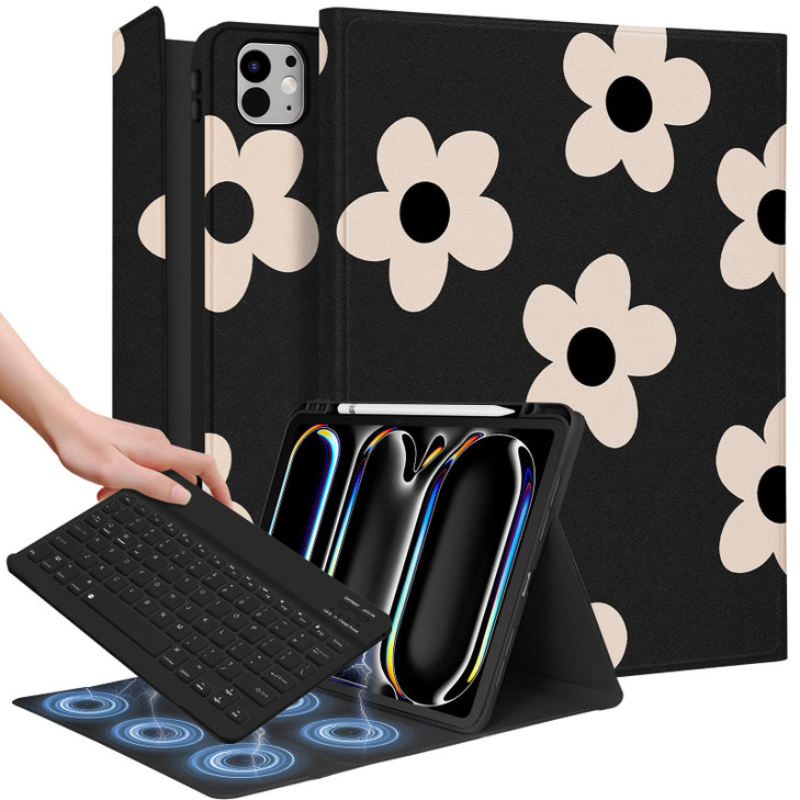Wazzasoft for iPad Pro 13 inch Case with Keyboard M4 Pencil Holder Folio Women Girls Cute Kawaii Strawberry Unique Desig