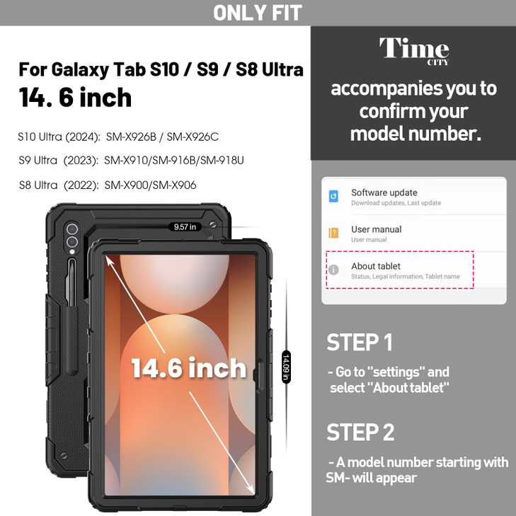 Timecity Case for Samsung Galaxy Tab S10 Ultra S9 Ultra S8 Ultra Tablet Case 146 Heavy Duty Protective Cover with Screen