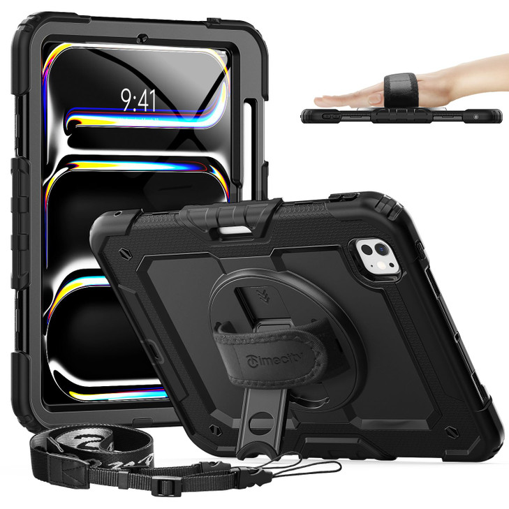 timecity for iPad Pro 11 Inch M5 2025 M4 2024 360 Rotating Stand Pencil Holder Wireless Charging Shockproof with Screen