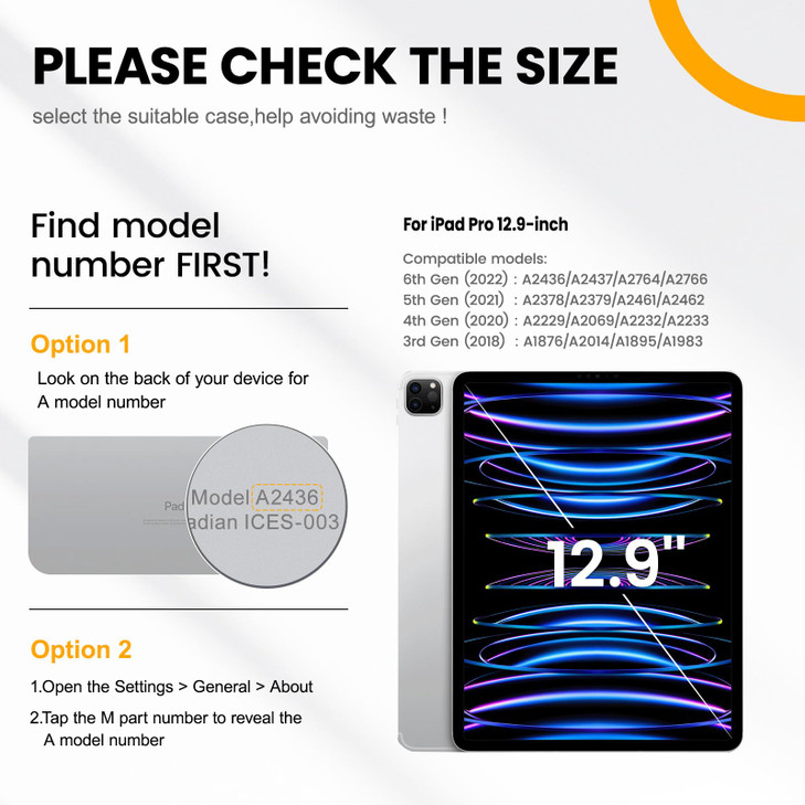 Timecity Protective Case for iPad Pro 129 inch 6th 5th 4th 3rd Generation with Strong Protection Screen Protector HandSh