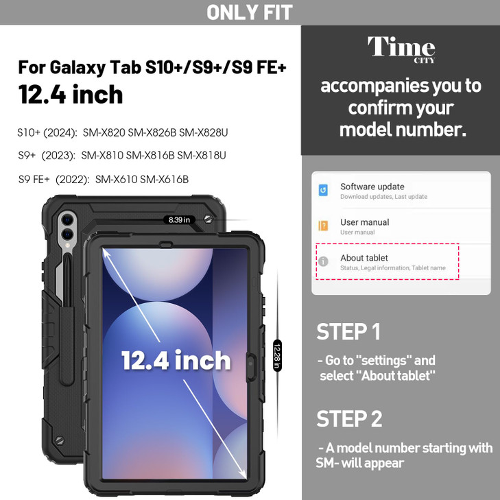 Timecity Case for Samsung Galaxy Tab S10 Plus S9 FE Plus S9 Plus 5G Tablet 124 Case Heavy Duty Protective Cover with Scr