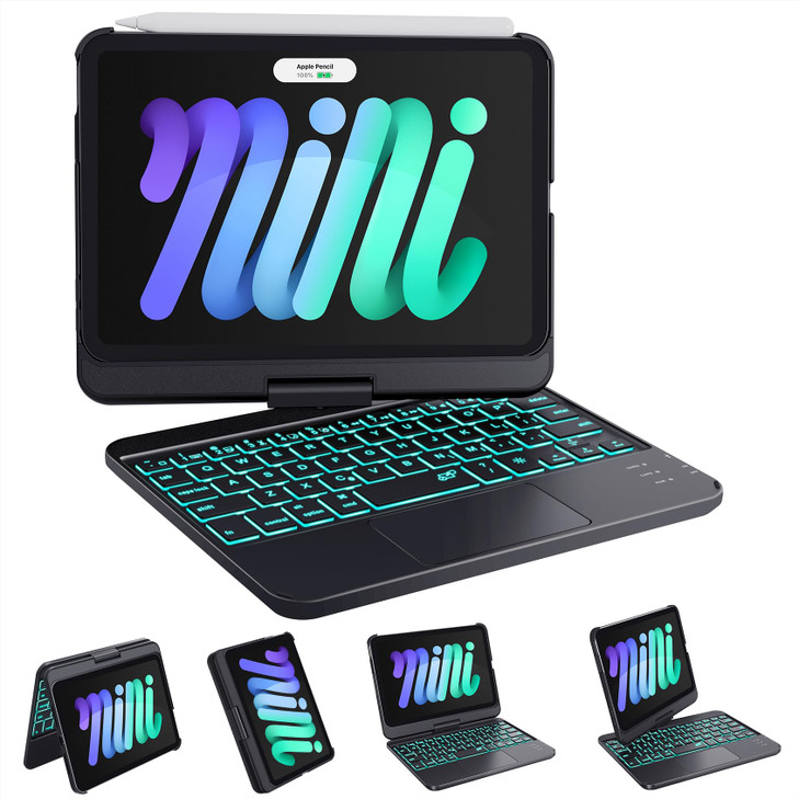 GreenLaw Keyboard Case for iPad mini 7 A17 Pro2024 Mini 6 2021 83 360 Rotate Case for iPad mini 7th6th Generation Touchp