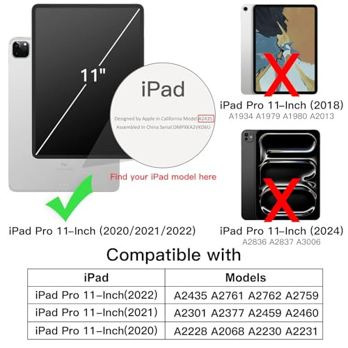 JETech Case for iPad Pro 11 Inch 202220212020 Model Slim Stand Hard Back Shell Smart Cover with Auto WakeSleep Matcha Gr