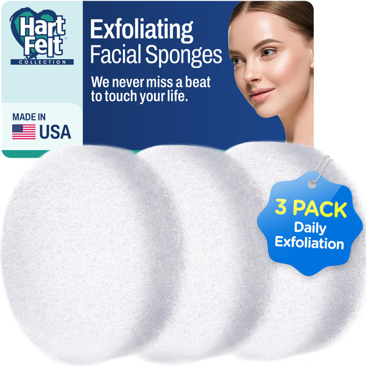 HartFelt Round Face Scrubber for Women | Reusable Facial Sponges for Daily Cleansing | Facial Exfoliating Pads for Removing Dead Skin, Dirt & Makeup