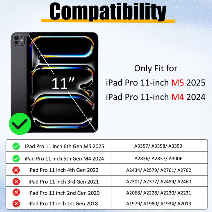 BRAECNstock for Apple iPad Pro 11 inch Case M5 2025 M4 2024 Shockproof Protective Case with Pencil Holder360 Rotating Ha