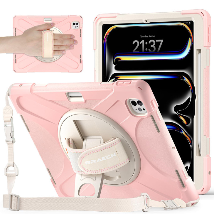 BRAECNstock Case for Apple iPad Pro 13 inch M5 2025 M4 2024 Shockproof Protective Kids Case with Pencil Holder 360 Rotat