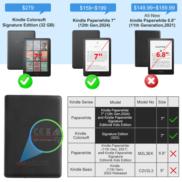 CoBak Case for Kindle Paperwhite 12th Gen 2024 7 Kindle Colorsoft Signature Edition All New PU Leather Cover with Auto S