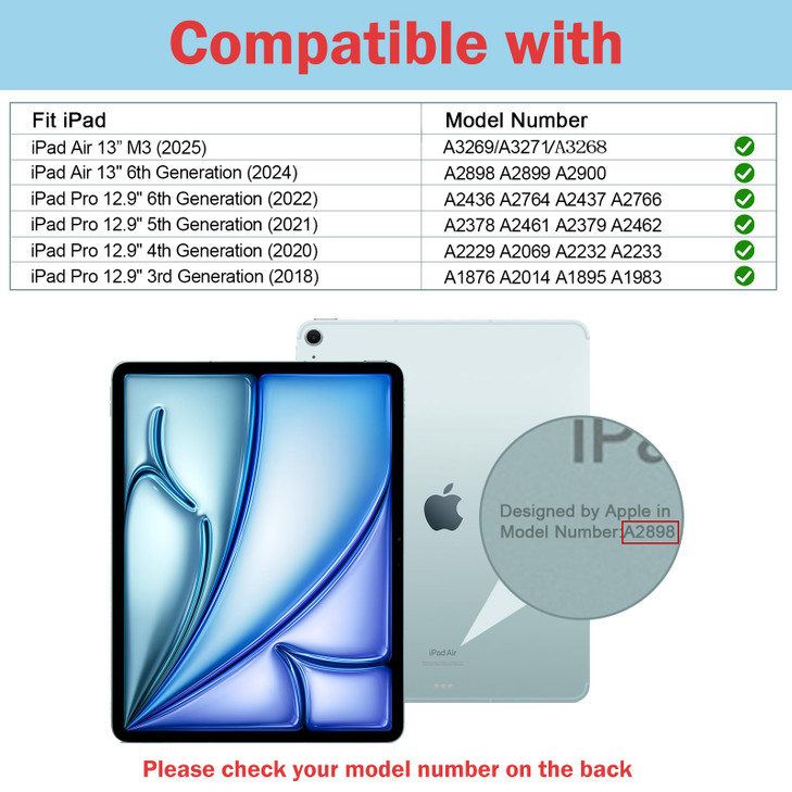 ProCase for iPad Air 13 Inch Case 20252024 M3M2 iPad Pro 129 inch 6th5th4th3rd 2022202120202018 Transparent Back Protect