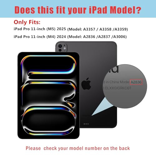 ProCase Smart Case for iPad Pro 11 Inch 2025M5 2024M4 with Pencil Holder Clear Back Slim TriAngle Folio Stand Shell Tabl