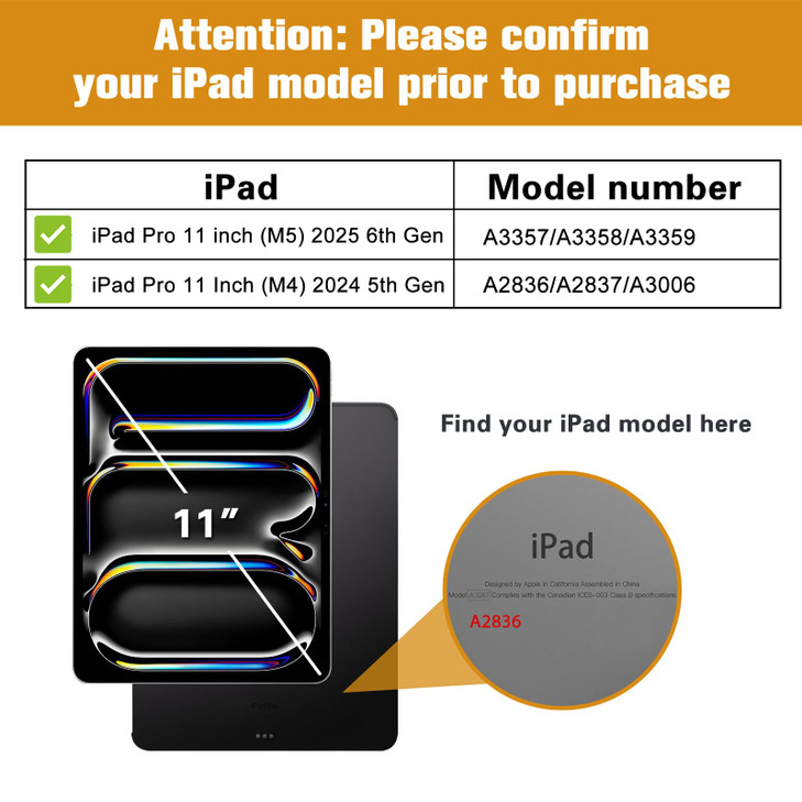 ProCase Smart Case for iPad Pro 11 Inch M5 2025M4 2024 with Pencil Holder Clear Back Slim Trifold Folio Stand Shell Tabl