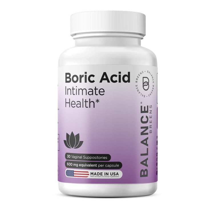 Boric Acid Suppositories for Women, 600 mg, 30 Vaginal Use Capsules - pH Balance Pills, Intimate Health Support, Yeast Infection Treatment, Made in U