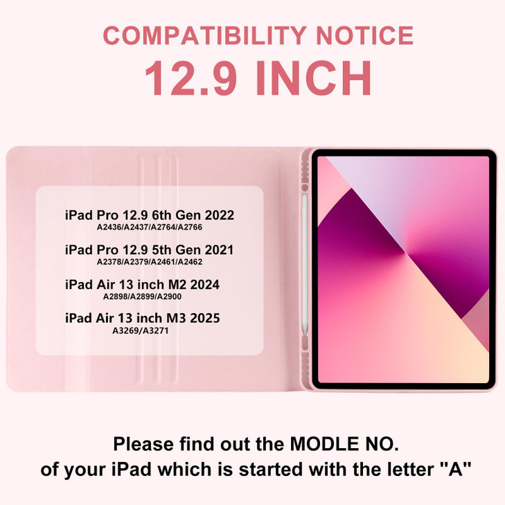 TaIYanG Keyboard Case for iPad Air 13inch M3M2Pro 1296th 5th GenerationDetachable Bluetooth Keyboard Case with Pencil Ho