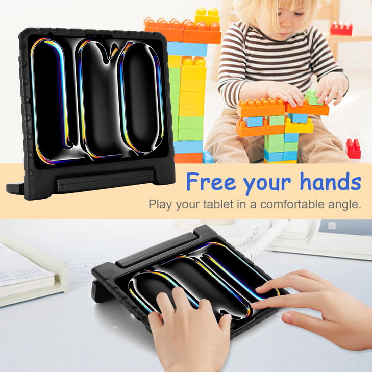 Kids Case for iPad Pro 13 2025 M5 2024 M4 iPad Air 13 M3 M2 Shockproof Case with Pencil Holder Techcircle Handle Stand L