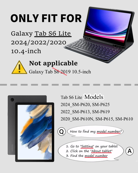 TUNKARMOR Case Keyboard for Samsung Galaxy Tab S6 Lite 104 inch 2024 2022 2020 Builtin Pencil Holder with Mouse Black