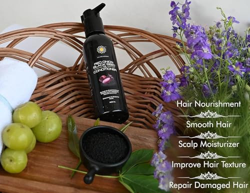 AYURVEDASHREE Botanical Conditioner - Red Onion, Black Seed, Argan, Coconut, Neem, Hemp, Amla & Aloe Vera | Deep Conditioning for Dry, Thin & Damaged