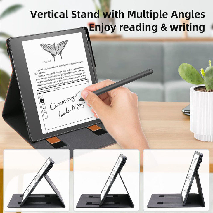 WALNEW Flip Case for 102inch Kindle Scribe 20242022 Released Two Hand Straps and Vertical MultiViewing Stand Cover with