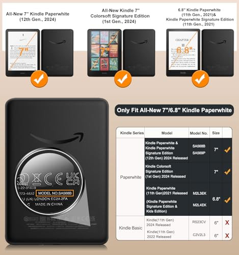 MoKo Case for 768 Kindle Paperwhite12th11th Generation20242021 and Kindle Colorsoft Signature Edition Slim PU Shell Cove