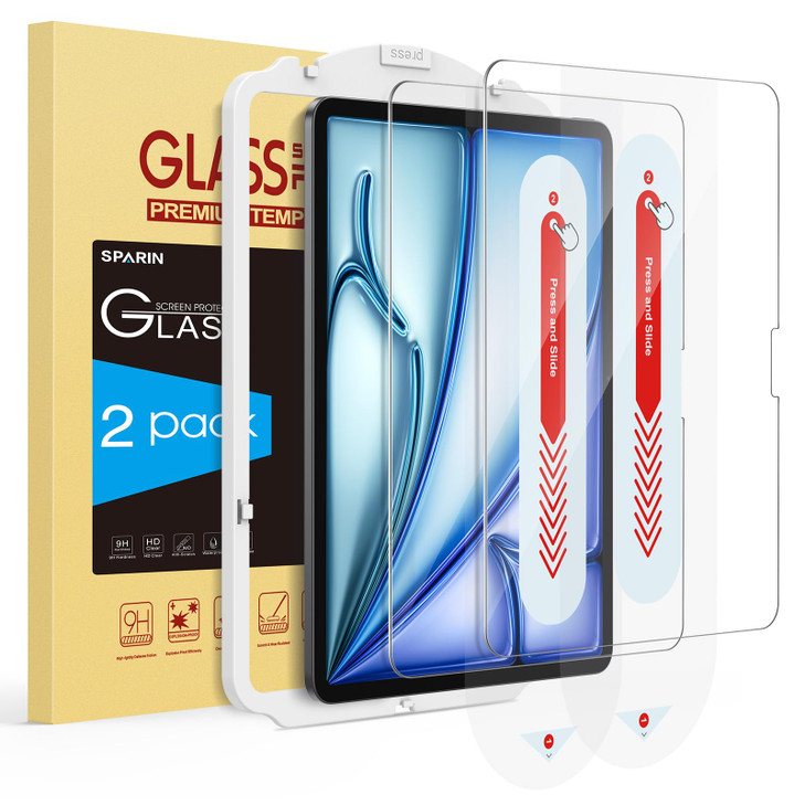 SPARIN Screen Protector for iPad Air 11 Inch M3M2 20252024 7th6th Generation AutoAlignment Frame 9H Tempered Glass Film