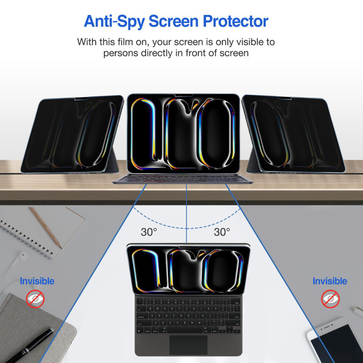 ProCase 1 Pack Privacy Screen Protector 2 Pack Camera Lens Protector for iPad Pro 11 Inch 2025 M5 2024 M4 AntiSpy Temper