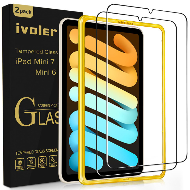 ivoler 2 Pack Tempered Glass for iPad Mini 7 83 2024 A17 ProiPad Mini 6 83 2021 with Alignment Frame Screen Protector Co