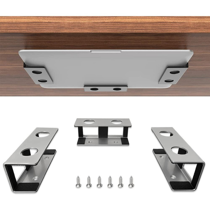 IFCASE Under Desk Laptop Mount Metal Under Desk Shelf Holder for Laptop Mac mini MacBook Keyboard with AntiScratch Silic