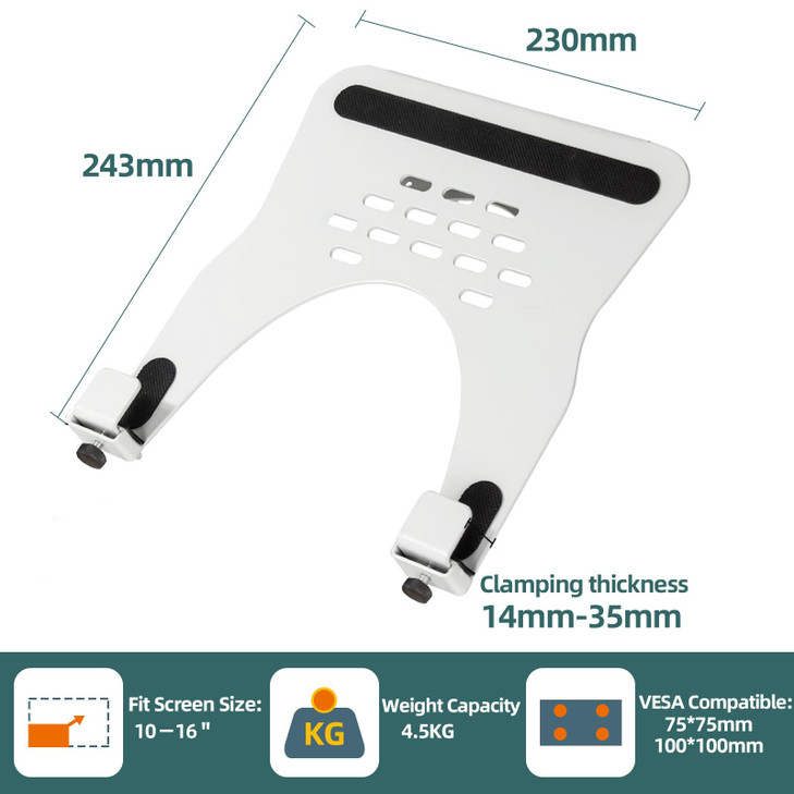 HILLPORT Monitor Arm Laptop Tray Holder Bracket Tablet White 1016 inch Vesa 75 mm and 100 mm Mounting Plate with Sliding