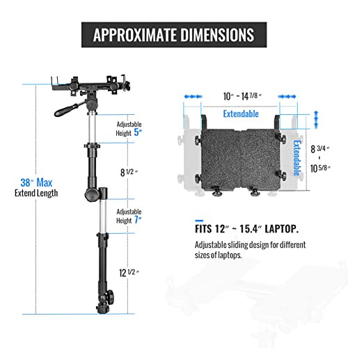 AAProducts T100AT Aluminum Vehicle NotebookLaptopNetbook Computer Mount Holder for TrucksVansCarsSUVs