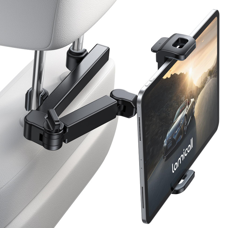 Lamicall Car Headrest Tablet Holder 3 in 1 Extension Arm Adjustable Tablet Car Mount for Back Seat Gifts Road Trip Essen