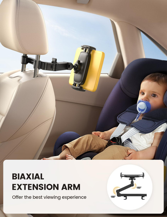Lamicall Car Headrest Tablet Holder 3 in 1 Extension Arm Adjustable Tablet Car Mount for Back Seat Gifts Road Trip Essen