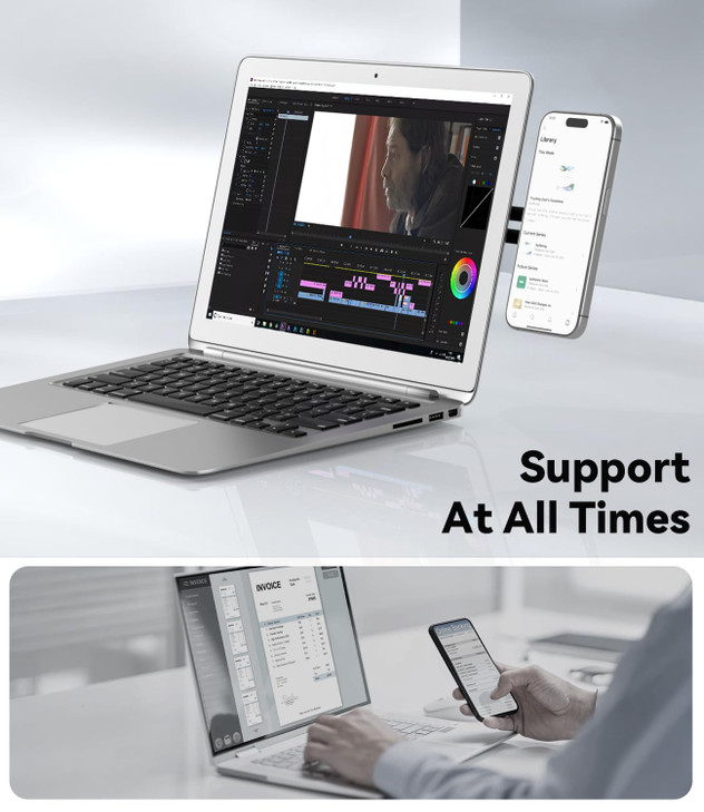 CloudValley Adjustable Laptop Stand Magnetic Phone Holder Aluminum Slim Computer Monitor Side Mount Clip for iPhone MagS
