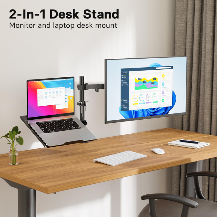 Redbat Monitor and Laptop Mount Stand Fully Adjustable Monitor Arm with Vented Tray for 13 to 32 LCD Screens and Noteboo