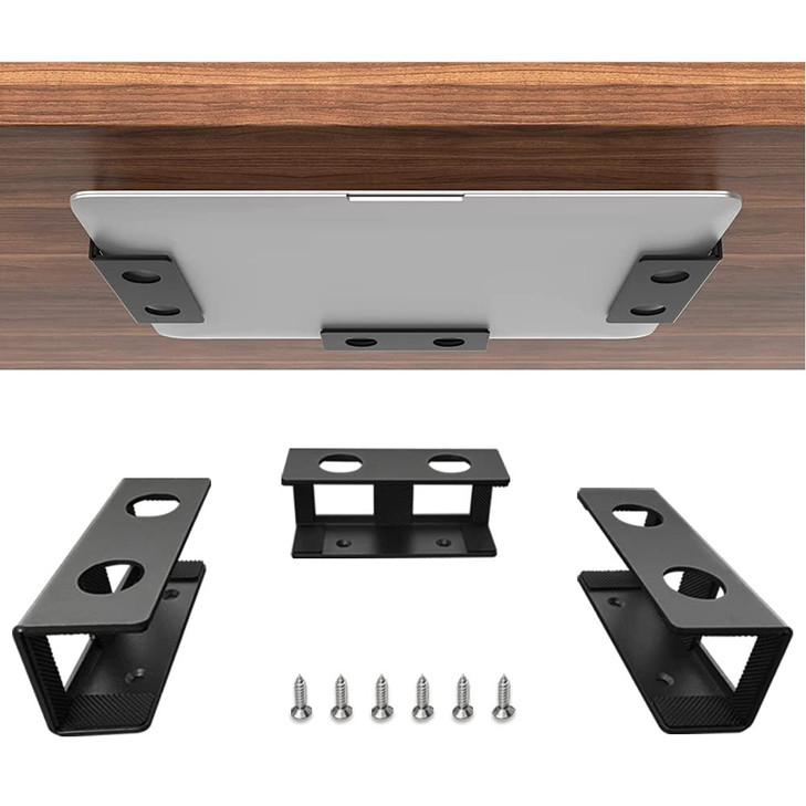 IFCASE Under Desk Laptop Mount Metal Under Desk Shelf Holder for Laptop Mac mini MacBook Keyboard with AntiScratch Silic