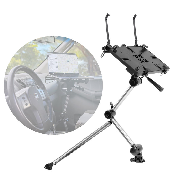 MountIt Car Laptop Mount NoDrill Passenger Seat Vehicle Stand for Up to 17 Laptops Tablets Full Motion with Lockable Joi