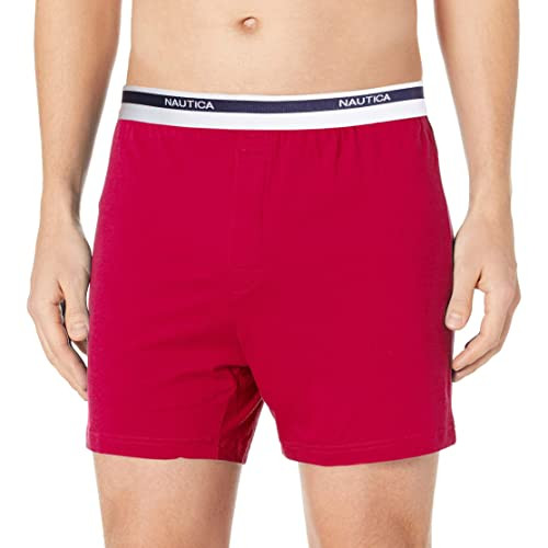 NAUTICA Mens Classic Cotton Loose Knit BoxerNautica RedLarge