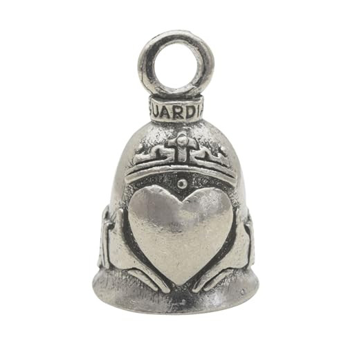 Guardian Bell Claddagh Good Luck Bell wKeyring Black Velvet Gift Bag Motorcycle Bell LeadFree Pewter Made in USA