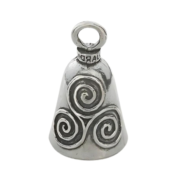 Guardian Bell Triskele Good Luck Bell wKeyring Black Velvet Gift Bag Motorcycle Bell LeadFree Pewter Made in USA
