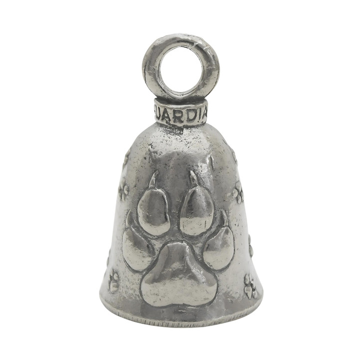 Guardian Bell Dog Paw Good Luck Bells wKeyring Black Velvet Gift Bag Motorcycle Bell Hiking Bear Warning LeadFree Pewter