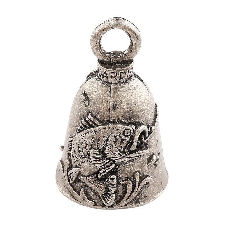 Guardian Bell Bass Fish Good Luck Bell wKeyring Black Velvet Gift Bag Motorcycle Bell LeadFree Pewter Good Luck Gift to