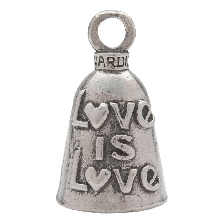 Guardian Bell Love is Love Good Luck Bell wKeyring Black Velvet Gift Bag Motorcycle Bell LeadFree Pewter Good Luck Gift