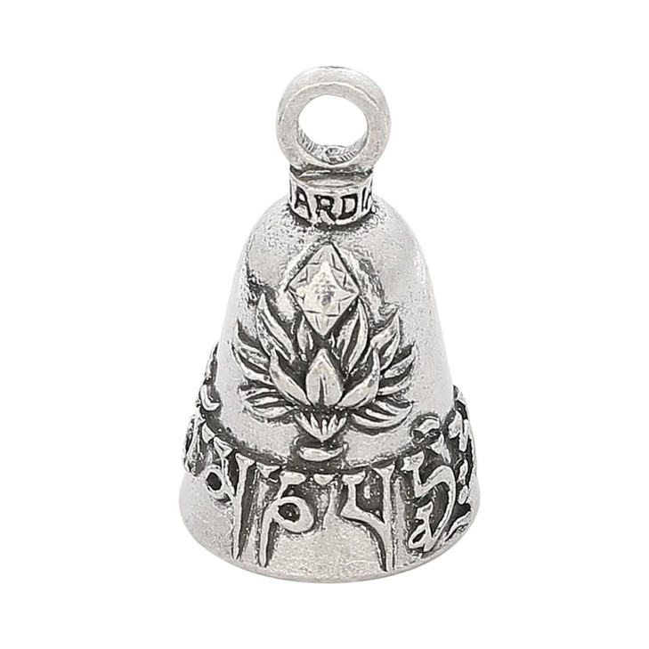 Guardian Bell Lotus Good Luck Bell wKeyring Black Velvet Gift Bag Motorcycle Bell LeadFree Pewter Good Luck Gift to Frie