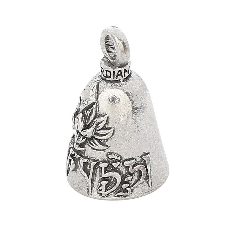 Guardian Bell Lotus Good Luck Bell wKeyring Black Velvet Gift Bag Motorcycle Bell LeadFree Pewter Good Luck Gift to Frie
