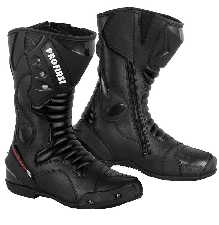 PROFIRST Motorbike Leather Boots Motorcycle Waterproof Motorbike Shoes Armored Boot Protection Anti Slip Racing Sports B
