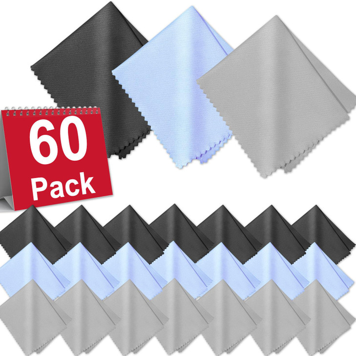 Zeefpod 60Pack Microfiber Cleaning Cloths for Glasses 6x7 Inch Premium Lens Cleaning Cloth for Screens Cameras Eyeglasse