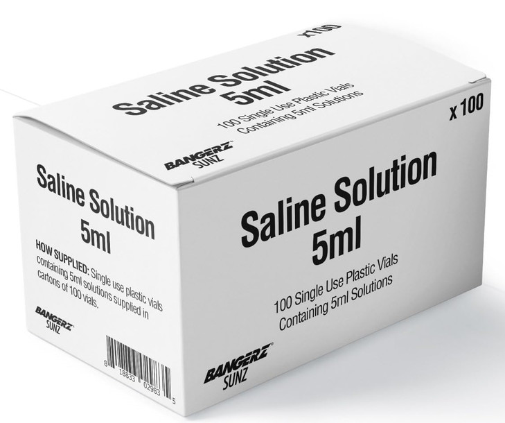 Bangerz Sunz Saline Solution 5ml Unit 100 per Box