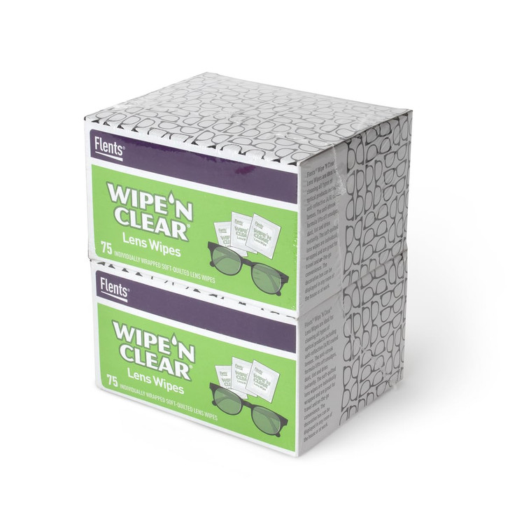 Flents Lens Wipes Wipe N Clear 150 Count PreMoistened StreakFree Safe for Glasses Sunglasses Gentle Cleaning Clear Visio