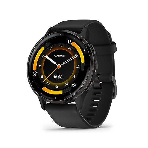 Garmin Venu 3 Slate Stainless Steel Bezel 14Inch AMOLED Touchscreen Display Smart Watch with 45mm Black Case and Silicon