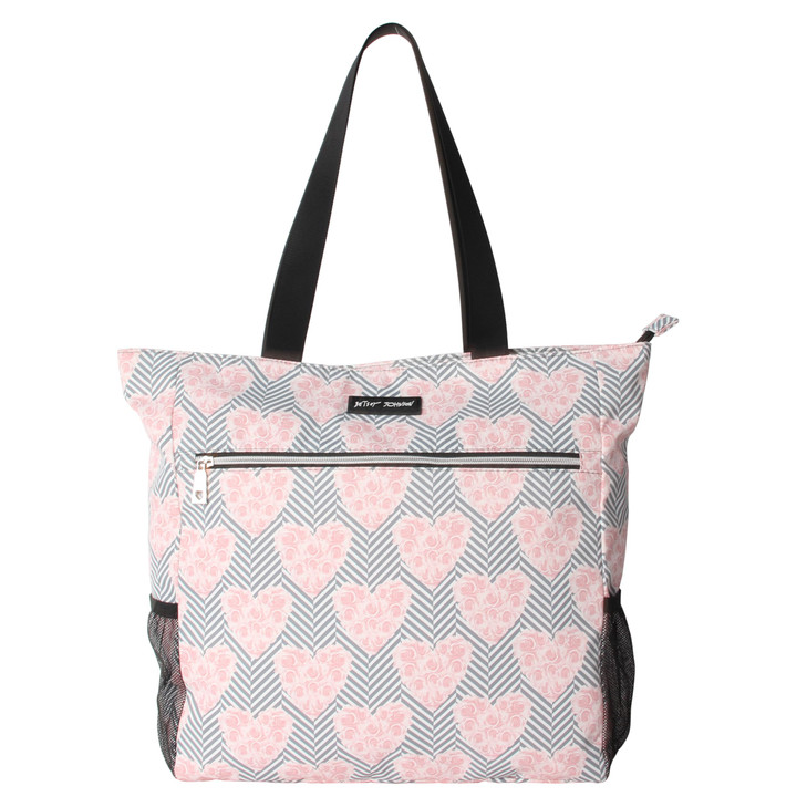 Betsey Johnson 156 Inch Zipper Beach Tote Bag with Cosmetic Pouch Lightweight Large Durable Polyester with Mesh Side Poc